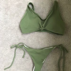 Army green knot tie swimsuit